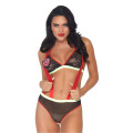 Leg Avenue 2pc Flirty Fire Fighter Lace Set Lingerie Zwart