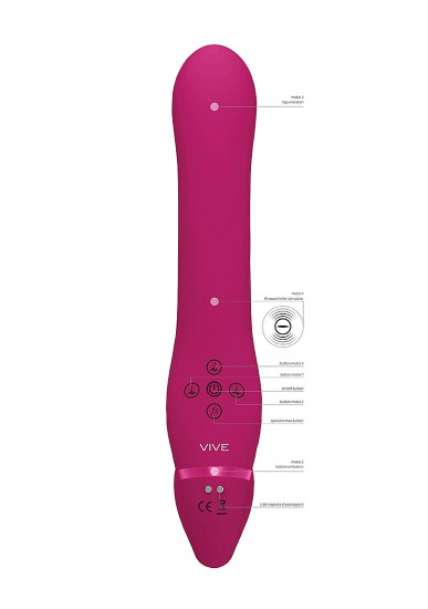 Vive, Ai, dual vibrating and air wave Strapless strap-on, roze