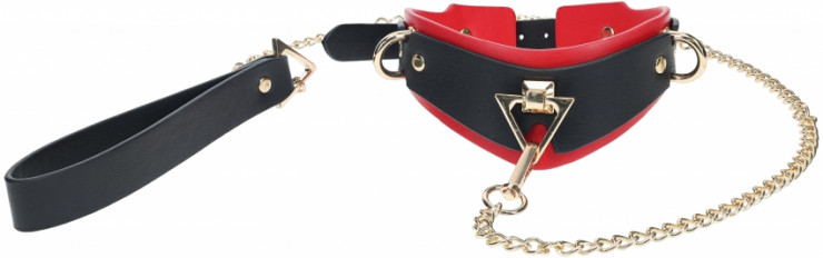 Ouch! Milan Halsband En Riem Zwart.Rood
