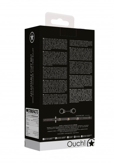 Ouch! Adjustable Cuff Belt With Bullet Zwart