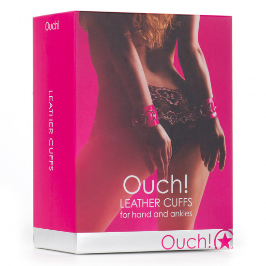 Ouch! Leren Handboeien Roze