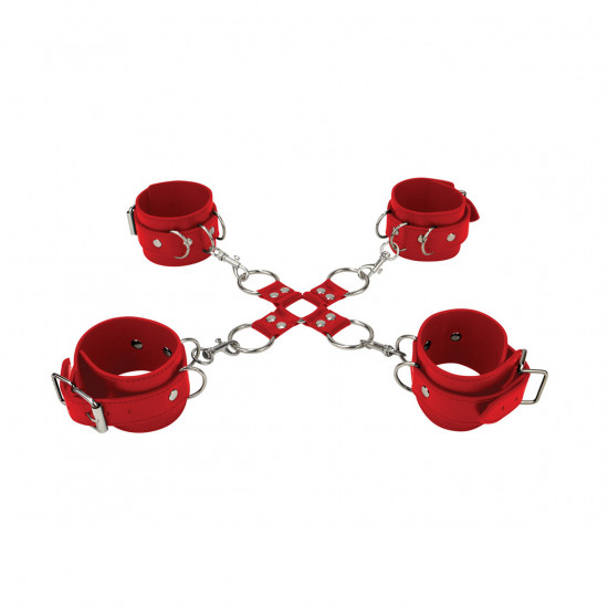 Leather Hand & Legcuffs Boeien Rood