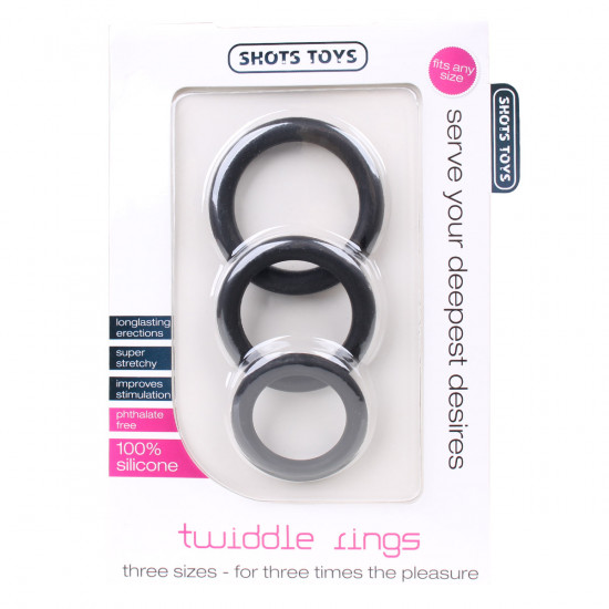 Twiddle Cockrings 3 Sizes Zwart