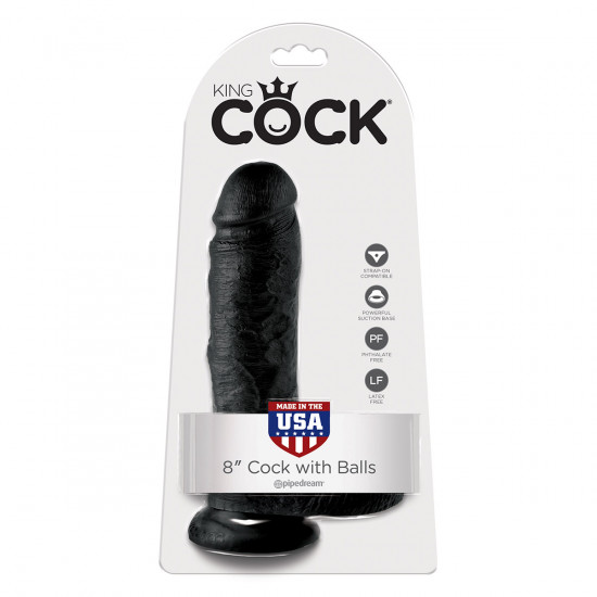 King Cock 8 Inch Cock with Balls Dildo Zwart