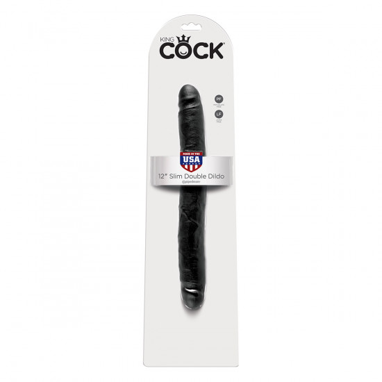 King Cock 12 Inch Slim Double Dildo Zwart