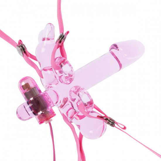 Icicles No. 34 Vibrerende Rabbit Strap-On Roze