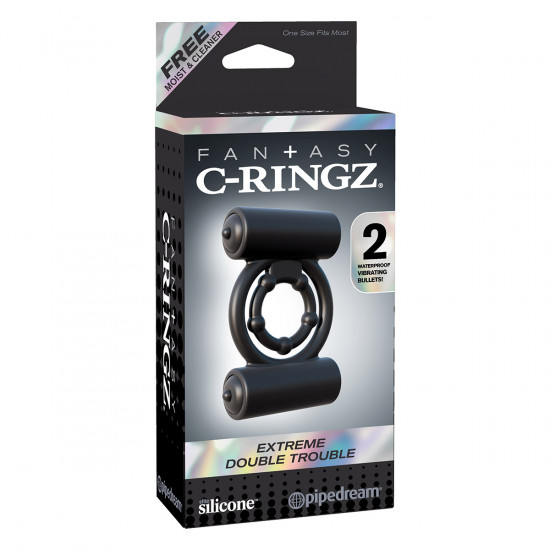 C-Ringz Extreme Double Trouble Cockring Zwart