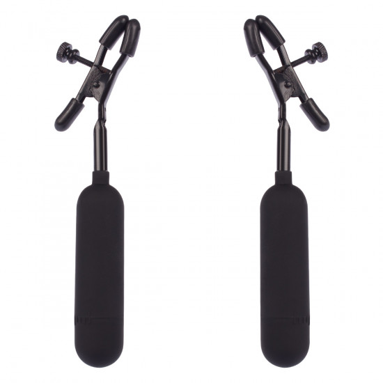 Fetish Fantasy Cordless Vibrating Nipple Clamps Zwart