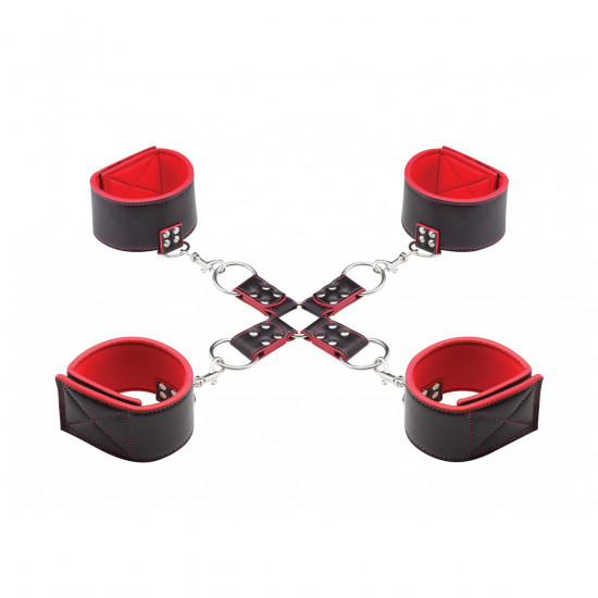 Ouch! Reversible Hogtie Boeien Set Rood