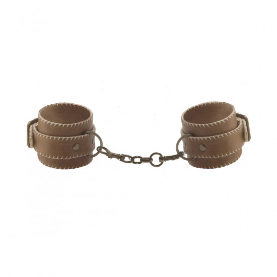 Ouch! Leren Handboeien Bruin