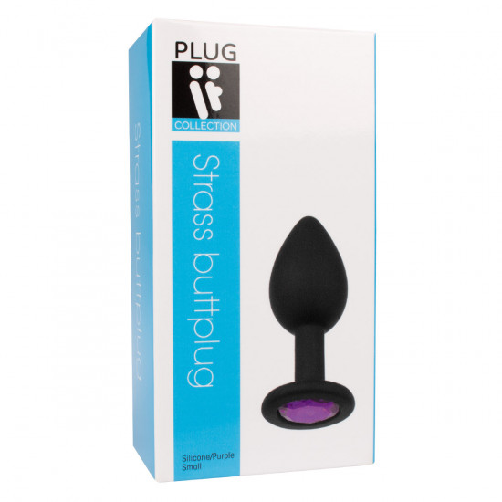 Plug It Strass Buttplug Small Zwart/Paars