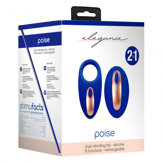 Elegance Poise Vibrerende Cockring + Stimulator Blauw