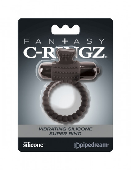 C-Ringz Vibrating Silicone Super Ring Cockring Zwart