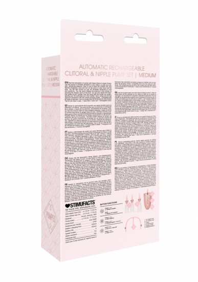 Automatic Rechargeable Clitoral & Nipple Pump Set - M - Pink