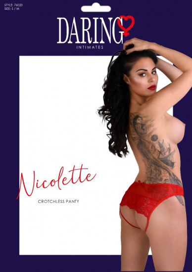 Daring Intimates Nicolette Crotchless Slip Rood S/M