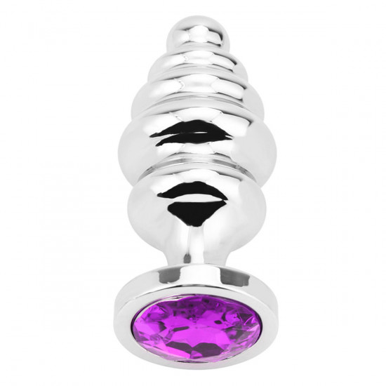 Seamless Anal Butt Plug Medium Zilver/Paars