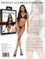 Barely Bare Mesh & Lace Bra & Thong Set Zwart
